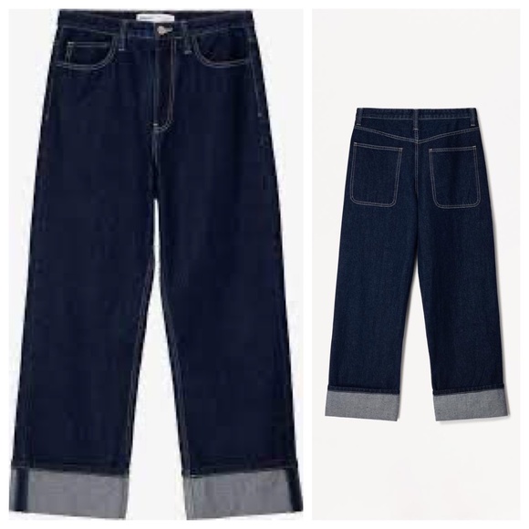 NWT Bershka Men’s Baggy Jeans Turned-up Hems Blue Size 29 - Picture 3 of 15